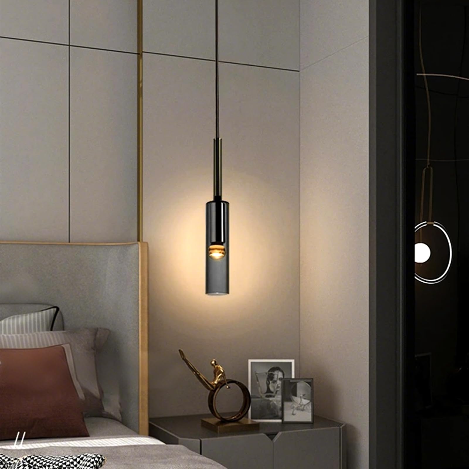 

SPAHER Pendant Light, E26 Base, for Ceiling Mount, Wine Bottle Design, Transparent, 80cm Adjustable, Hanging, Stylish, Indirect Lighting, Glass, for