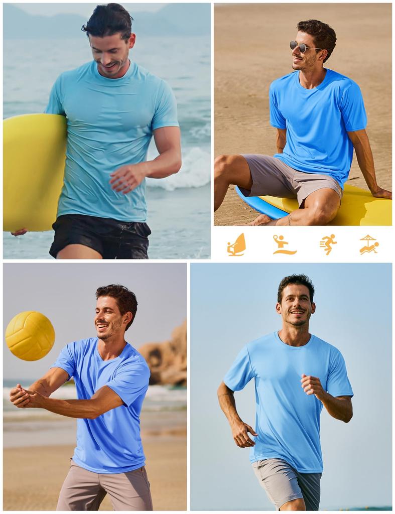 [TACVASEN] Men's Short-Sleeve T-Shirt, Training Wear, Tennis Shirt, Sports Shirt, Quick-Drying, Casual Wear, UV Protection, Half-Sleeve Top, Fitness,