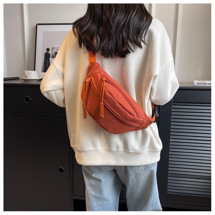 Crossbody Breast Bag Canvas Casual Bag Women's New Trendy Summer Sports Niche Versatile Ins Fanny Bag Women's Bag