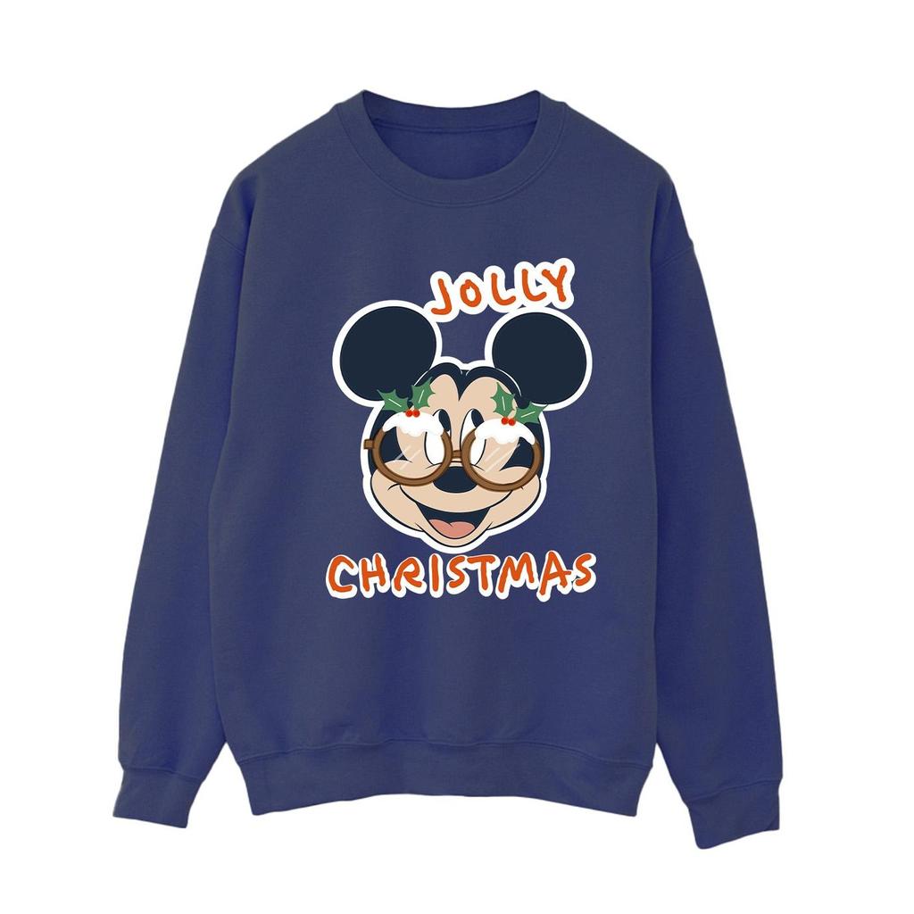 Disney Womens/Ladies Mickey Mouse Jolly Christmas Glasses Sweatshirt