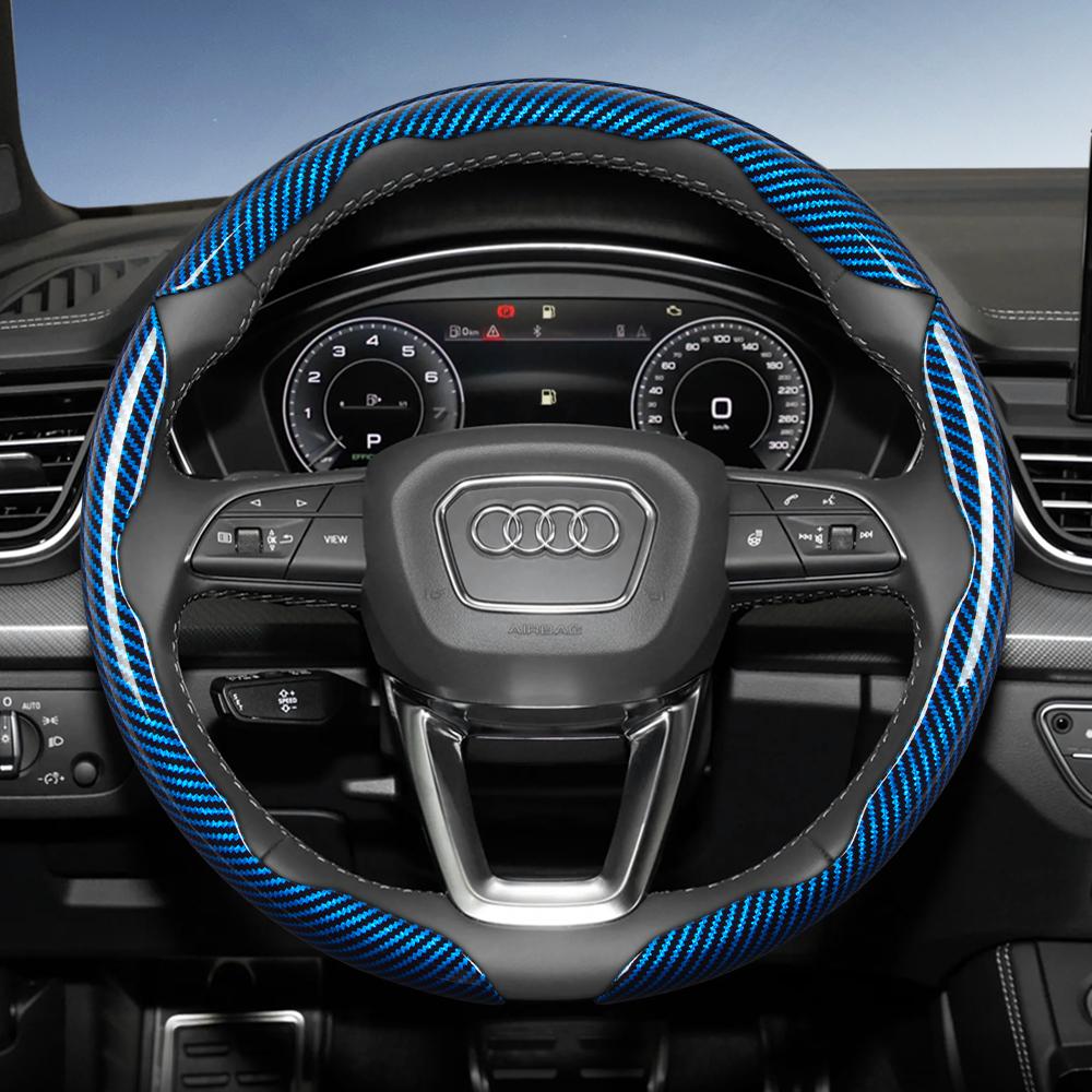 Suitable for 4HGVI Carbon Fiber Texture Steering Wheel Cover with Segmented Quick-Release Design, Durable, for Models Such as Q5 Q3 A4 A6 Q7