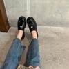 Cowhide Version~ Lazy Loafers Women's Single Shoes Camellia Love Small Gold Coin Buckle Thick-soled Leather Small Leather Shoes Autumn and Winter