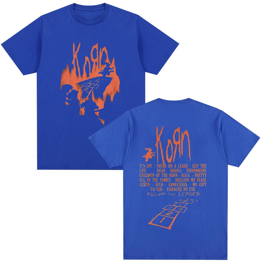 Korn Follow The Leader Album T Shirt Metal Gothic Rock Band T Shirts Men's Clothing Fashion Vintage Oversized T-shirt Streetwear