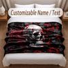 Skull Gothic Theme Soft Blanket Personalized Custom Name Text Print Warm Blanket Home Sofa Bedroom Decor