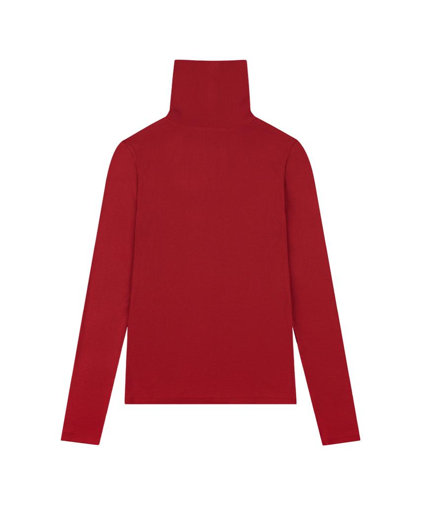 Siyajyu Sitp5238 Wool Blend Basic Turtleneck Top_Red