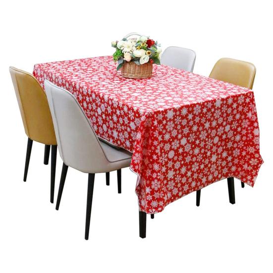 Față de masă Masă imprimată transparentă Impermeabil rezistentă la ulei Floare Anti-alunecare Pânză cu design de zăpadă Decorare de Crăciun