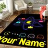 Custom 1Pc Retro Pac Man Custom Name Flannel Personalized Rug Non Slip Floor Mat Soft Carpet for Living  Bedroom Office Home Decor Gift