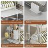 Kitchen Dish Drying Rack 2/3 Tiers Kitchen Utensils Storage Rack Bowls Knife Fork Pot Holder Dinnerware Storage Rack