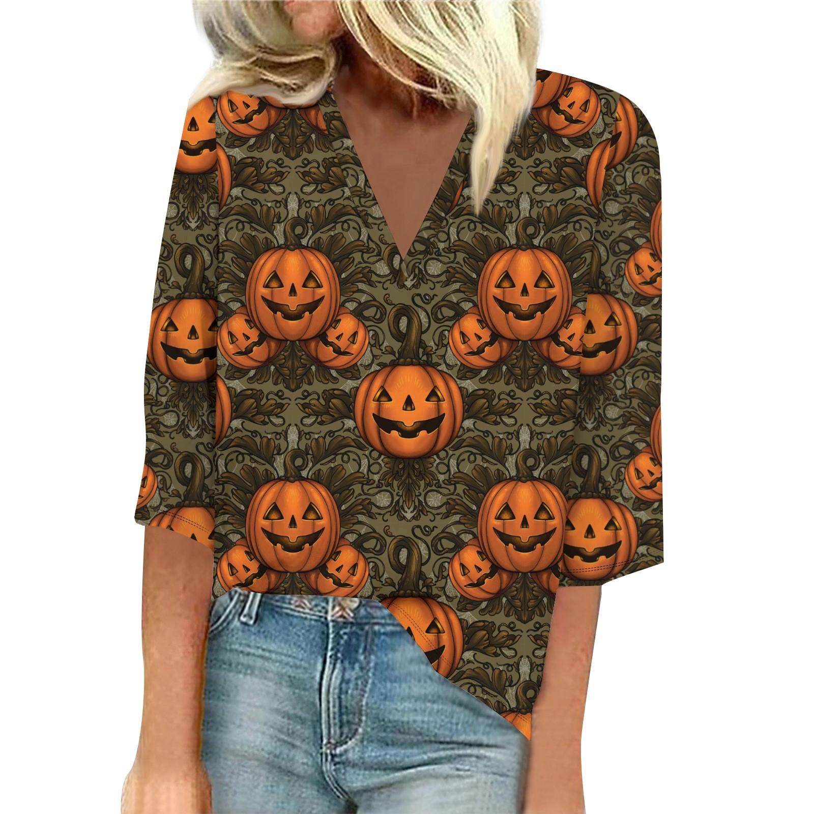 

Женская рубашка-блузка Повседневные свободные рубашки с рукавами 3/4 и кружевной отделкой Топы с v-образным вырезом и принтом Топы с принтом Футболки Футболки XXXL