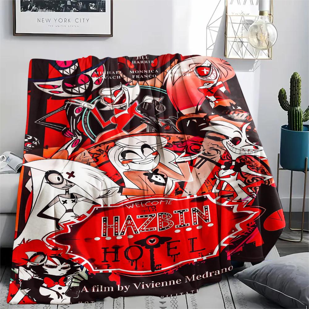 1Pc Hazbin Hotel Print Flannel Blanket, High Quality Comfortable for All Seasons, Home Decor, Warmth and Comfort, Perfect for Christmas Gifts