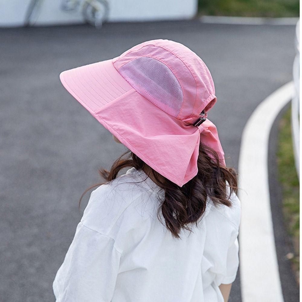 Wide Brim Children Bucket Hat Solid Color Summer Sun Hat Foldable Sunscreen Cap  Baby