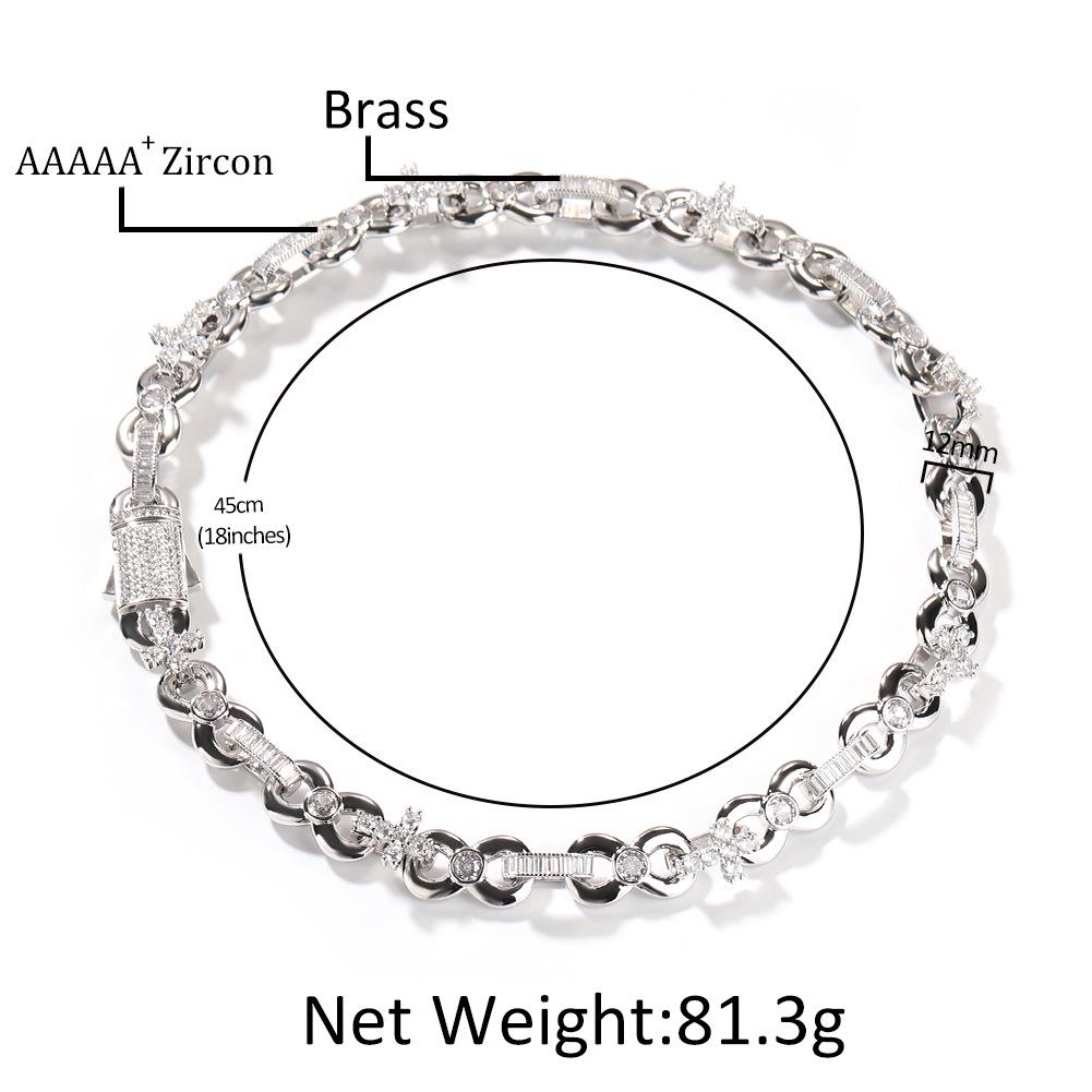 12mm Glossy Infinity Cross Necklace - European & American Hip Hop Style