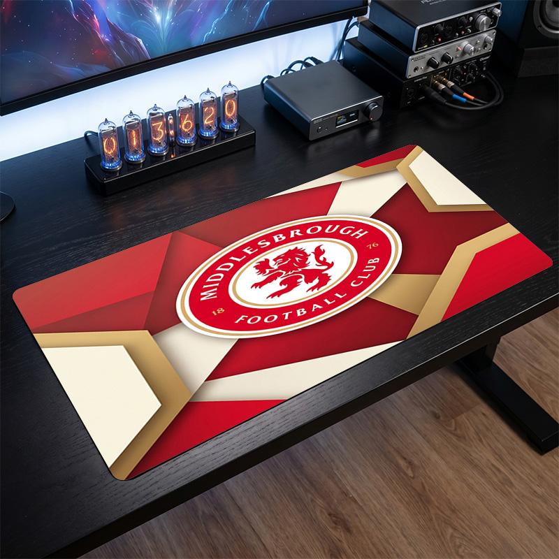 Middlesbrough FC Theme Pattern Mouse Pad, Soccer Logo Design XXL Gaming Desk Mat Non-Slip Computer Mouse Pad