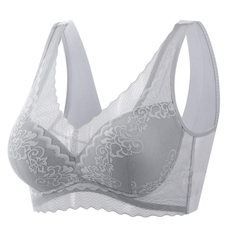 New Women's Bra Lace Underwear Comfortable Gathering Skin-friendly Thin Big Breasts Show Small Sexy Breathable Beautiful Back Bra