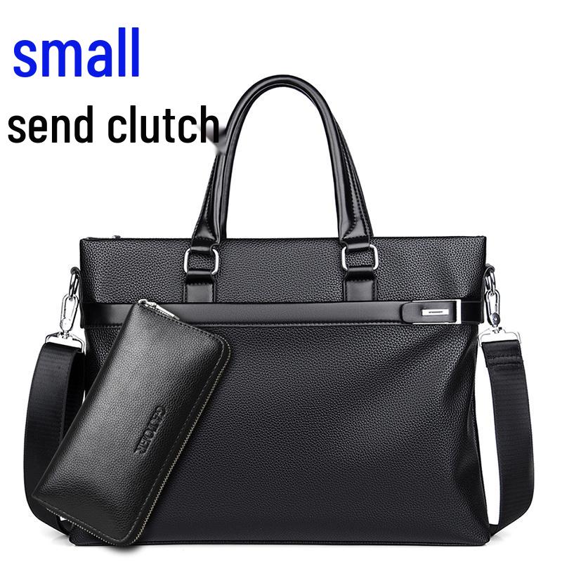 Men's Large Capacity Soft Leather Business Briefcase - A4 Shoulder and Crossbody Computer Bag