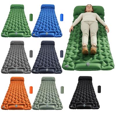 Outdoor Sleeping Pad Camping Inflatable Mattress with Pillows Travel Mat Folding Bed Ultralight Air Cushion Hiking Trekking