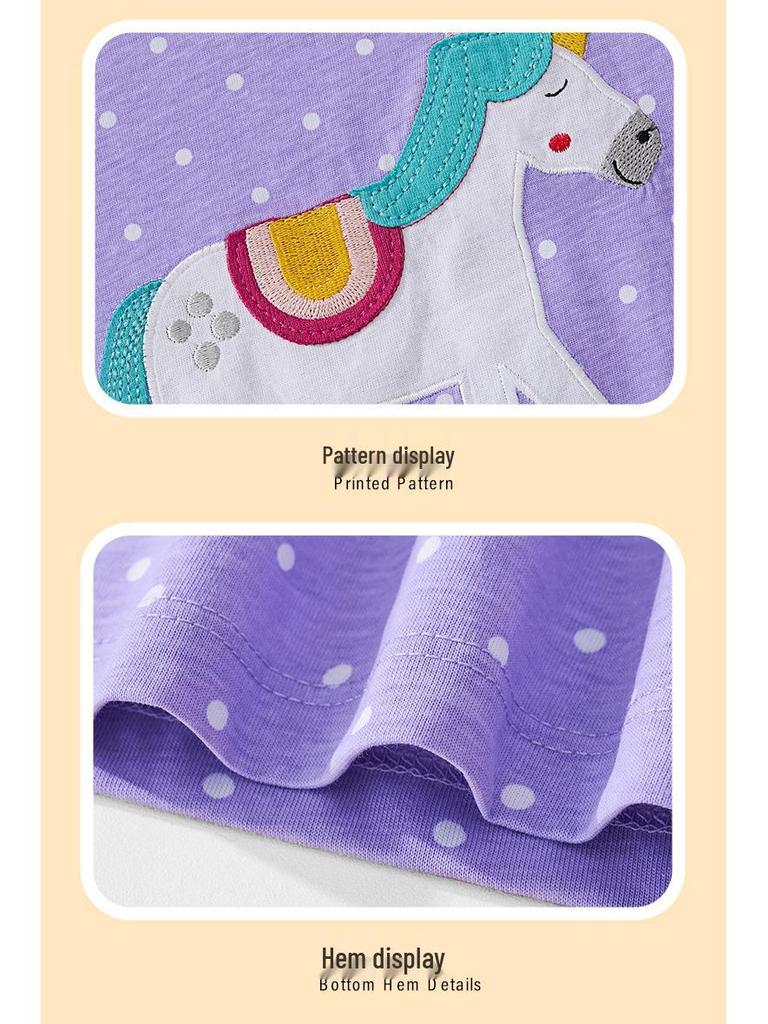 Unicorn Print Embroidered Kids' Long-Sleeve T-Shirt Set: 3-Piece Autumn/Winter 2025 Collection