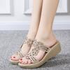Wedge Heel Slippers Women's 20 New Casual Rhinestone Women's Shoes Trendy Women's Sandals Often