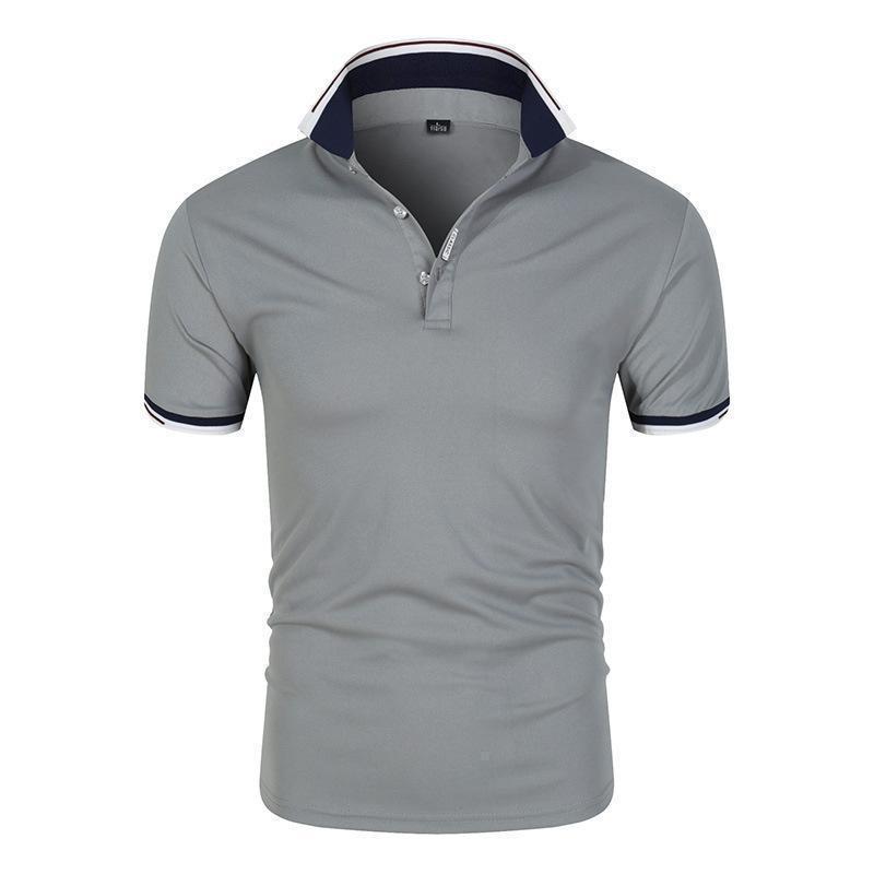 Men's Casual Plain Color Lapel T-Shirt - Short Sleeve Summer Style