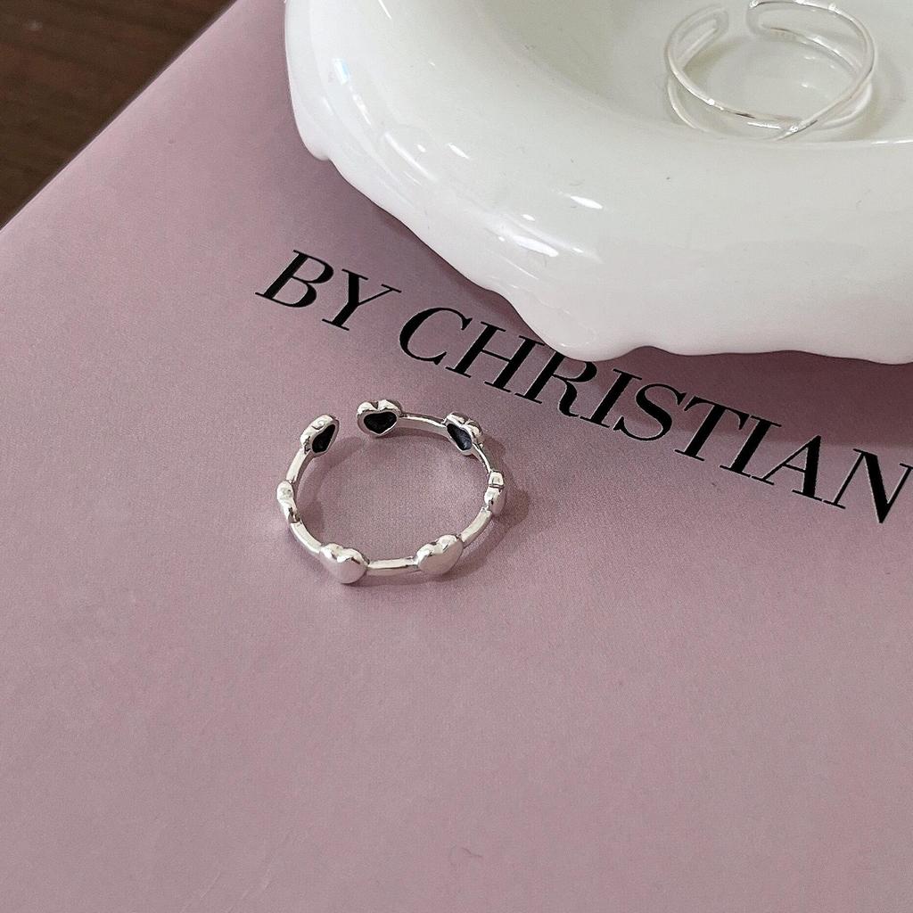 Yinruitai S925 Sterling Silver Korean Heart Design Thin Band Ring for Women
