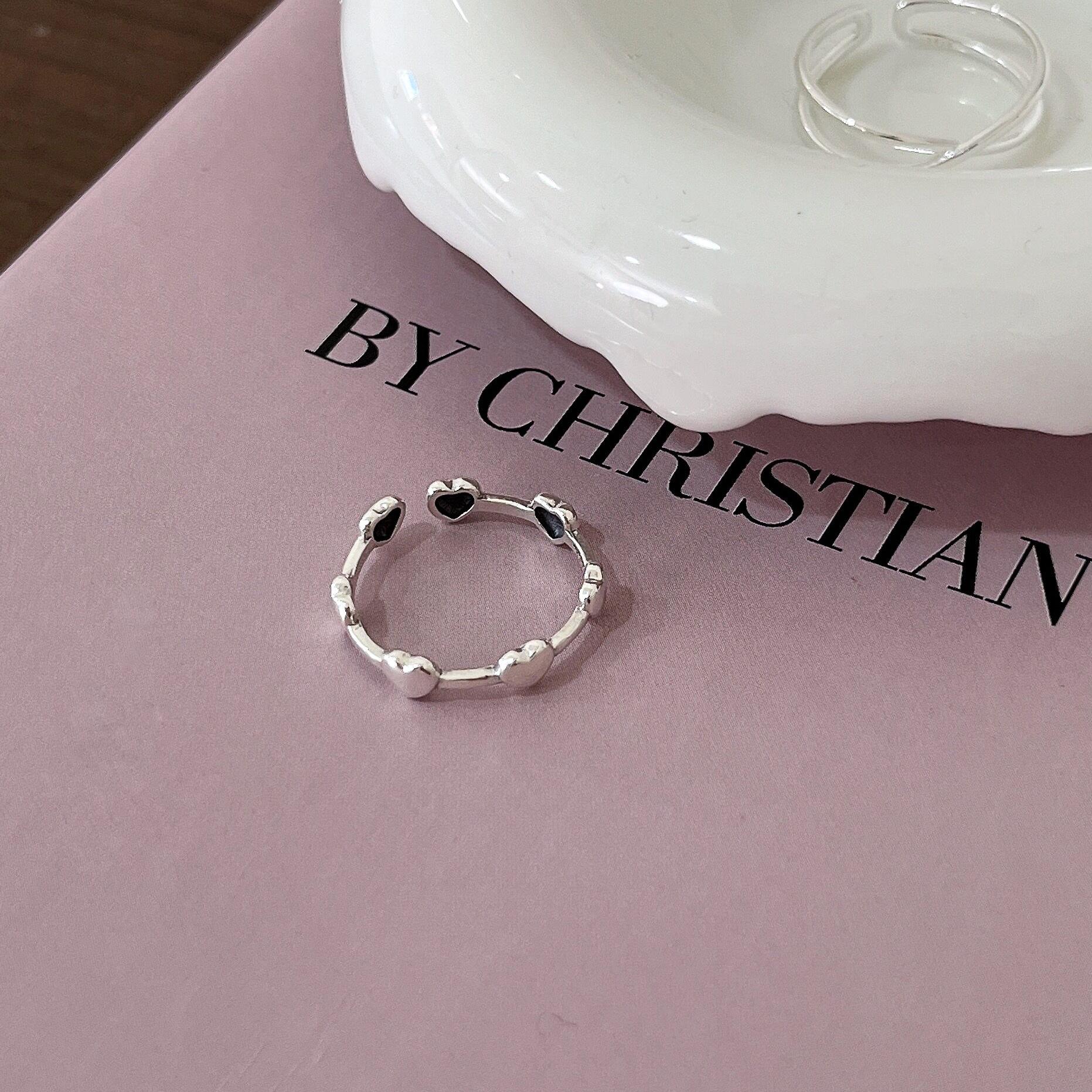 

Yinruitai S925 Стерлинговое серебро Корейский дизайн сердца Тонкое кольцо-ободок для женщин Adjustable Open Size