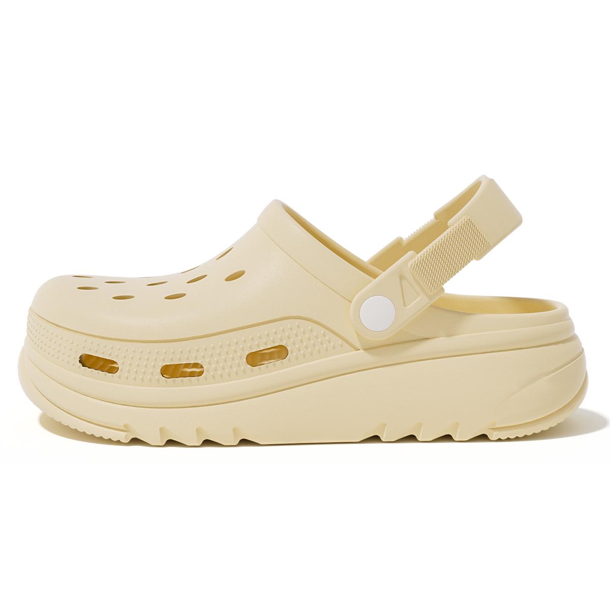 EVA Unisex Lochschuhe Slipper Erhöhte Dicke Sohle Hausschuhe Atmungsaktiv Bequem Outdoor-Hausschuhe 36-37 beige