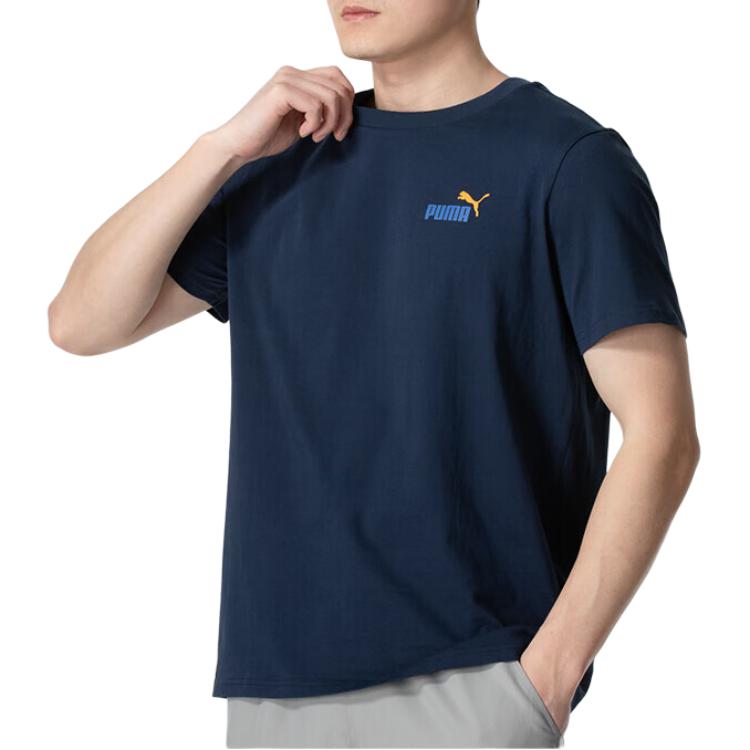 PUMA T Shirts Men's Navy Blue Crew Neck Moderate Straight Fit 682153-14