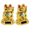Chinese Lucky Cat Decoration Waving Arm Solar Light Induction Statue Figurine For Home Car Ornaments