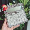 White Large Rhinestone Crystal Voice Calculator