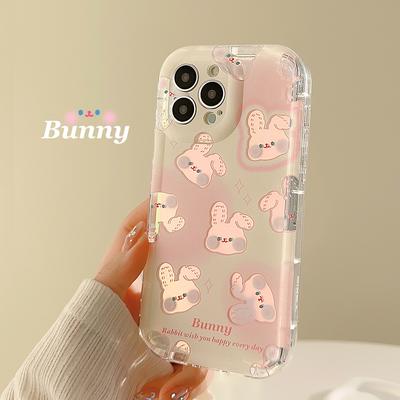 Pembe Tavşan Iphone15 için Apple Telefon Kılıfı 16 Yaratıcı 14promax için 13 Lazer 11 Şeffaf 12pro Kadın