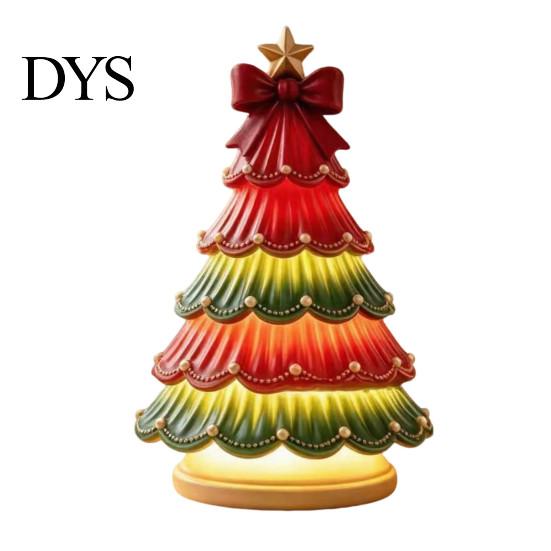 Portable Bedside Decorative Light Lighted Christmas Tree Tabletop Decor, Resin LED Artificial Xmas Ornament Branch with Warm Glow, USB Powered Holiday