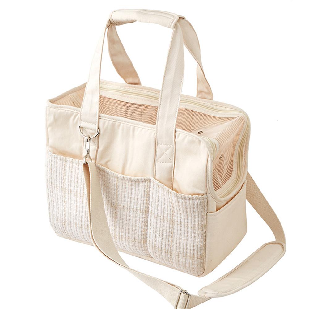 

QS-106 Portable Pet Carrier Shoulder Bag for Small Dogs/Cats Lightweight Cotton Canvas Travel Tote With Safety Leash A