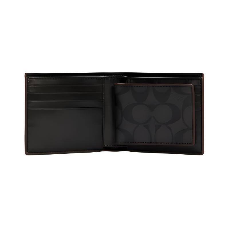 Coach Classic Presbyopia Three-in-one Cow Leather Card Holder Keychain Wallet Men's Black Black