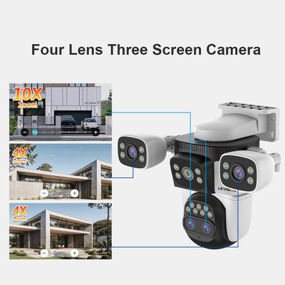 20MP Three Screens WiFi Security Camera Outdoor 10X Optical Zoom Four Lens Human Auto Tracking Waterproof CCTV Cameras