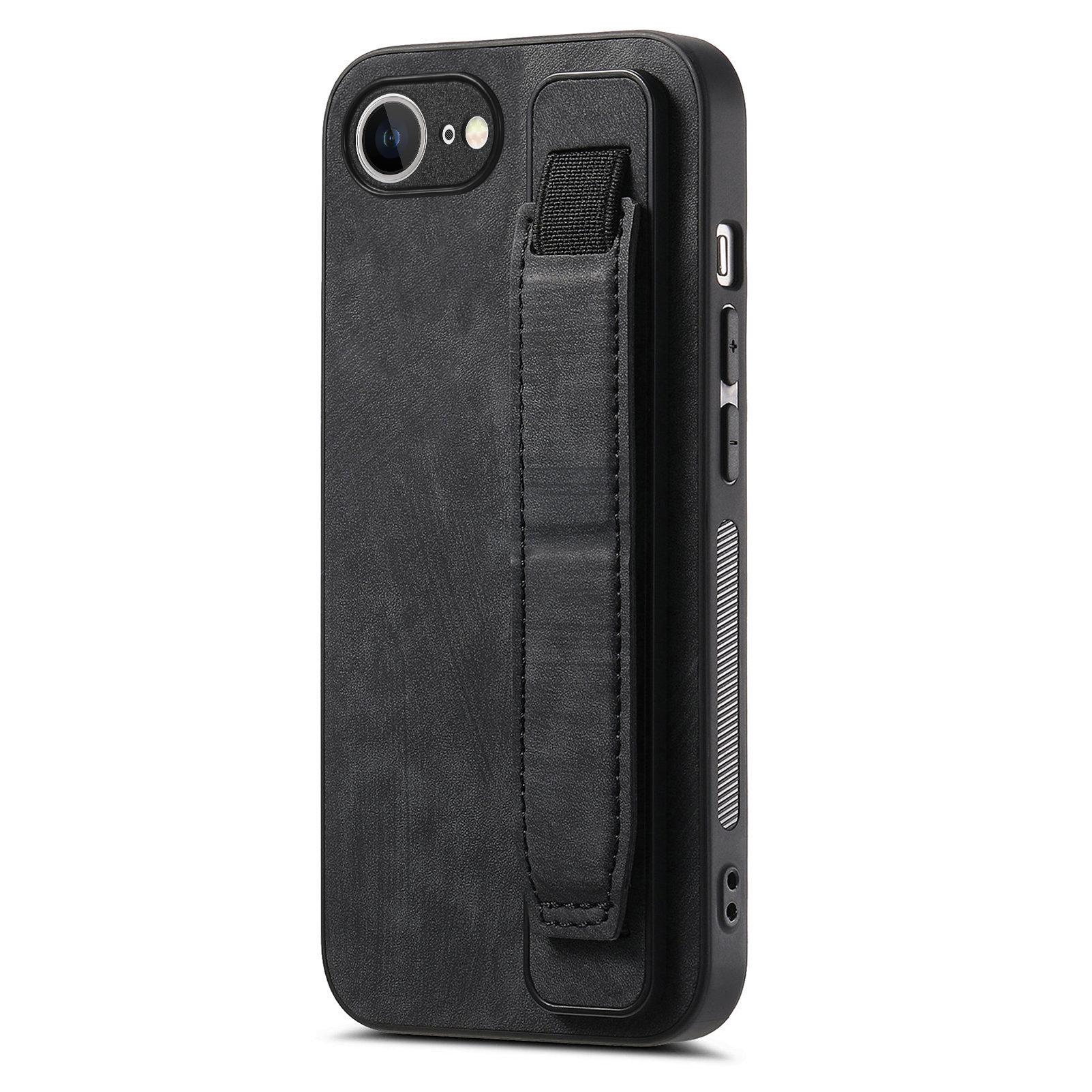 

For iPhone 16e Case with Wristband Kickstand Leather + TPU Phone Cover D