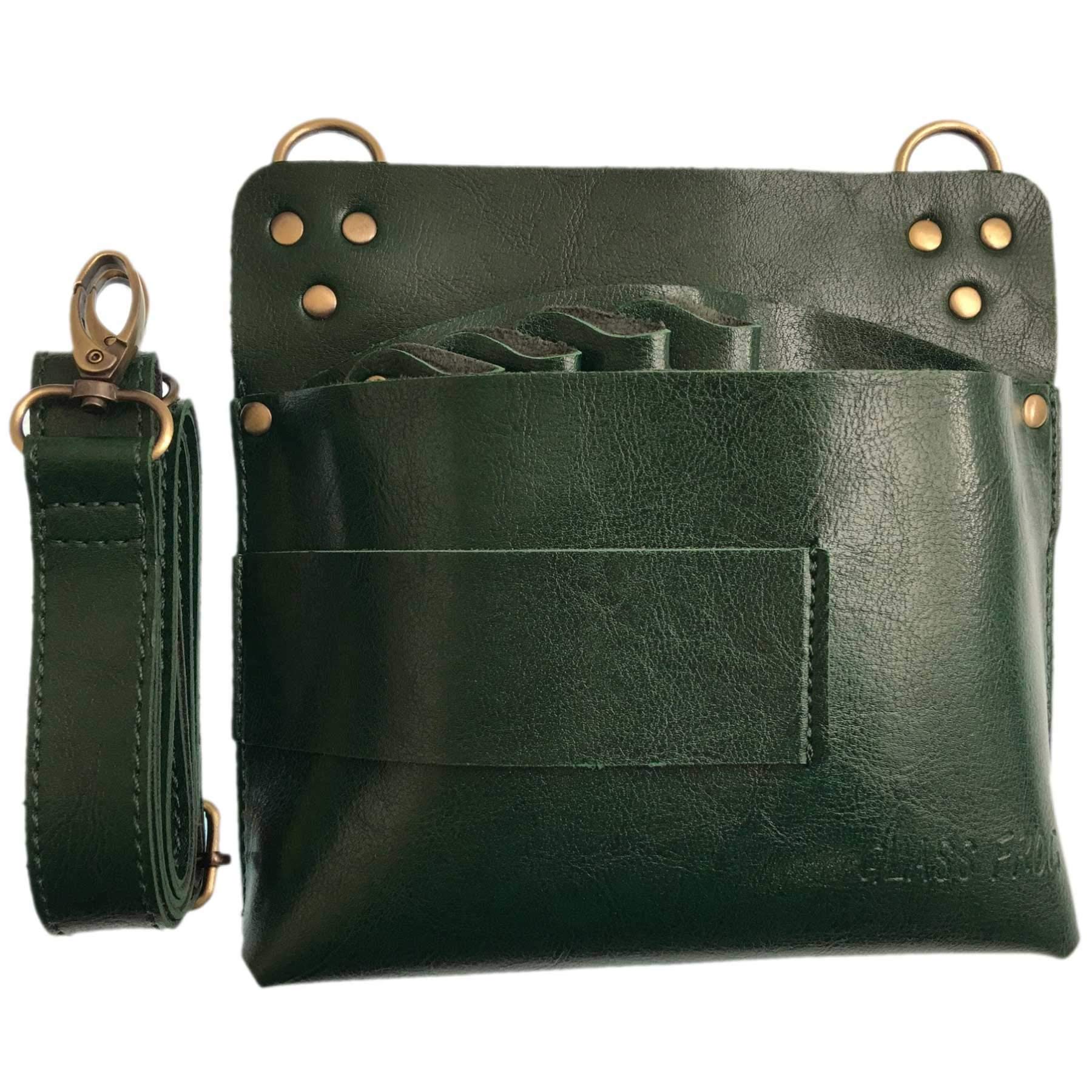 

Scissor case for 7 square PU lightweight and spacious [GLASS FROG] scissors, leather, (green) зелений