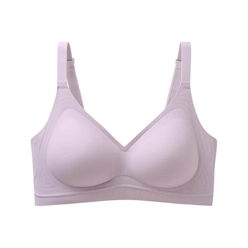 Women's Seamless Fashion Bra with W-shaped Soft Support, Wire-free Lifting Cups, and Thin Style Foundation.