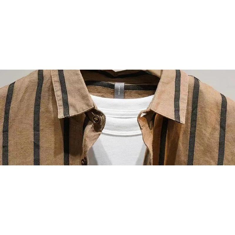 Vielseitiges Neues Gestreiftes Langarmhemd für Herren Lässig Dünn Koreanischer Stil Dünnes Trendiges Hemd