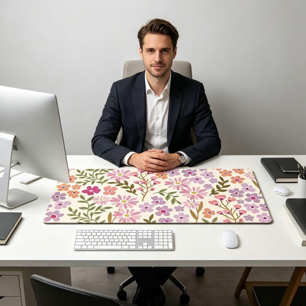 Non-Slip Floral Desk Pad Rubber Base Gaming Mats Desk Mat Mouse Pad  Work