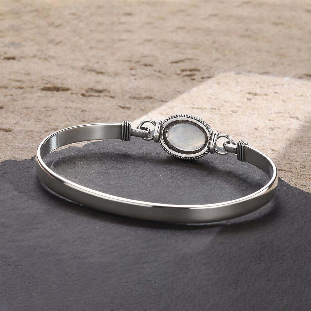 Bracciali Bangle in Argento 925 Vintage con Pietra di Luna Naturale Ovale Fatti a Mano Bracciali Pietra di Nascita Regali Gioielli Raffinati per Donne Uomini