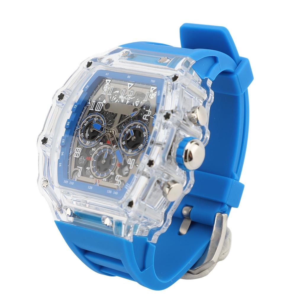 Transparent Case Business Watch Water Proof 50M Luminous Casual Cool Large Dial Silicone Strap Fashion Hollowed Watch