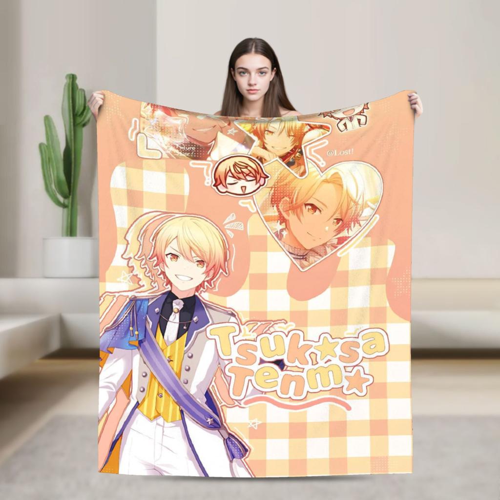 Tsukasa Tenma Flannel Blankets  Warm Bedding Throws for Couch Bed Travel Funny Bedspread Sofa Bed Cover