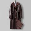 Men's Plus Size Fur-Lined Long Faux Leather Trench Coat