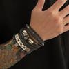 Five-Pointed Star Leather Bracelet for Men, Trendy Hip-Hop High-End Feel, High Street Men's Skull Rivet Bracelet, Hand Jewelry