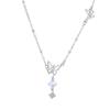 Moonlight Glazed Butterfly Necklace in S925 Sterling Silver - Sweet Heart Tassel Clavicle Chain