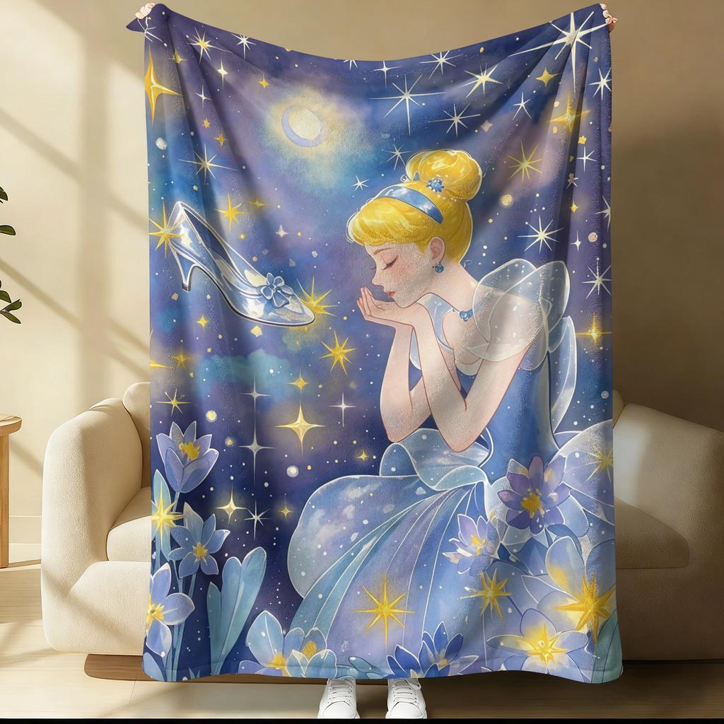 Disney Cinderella Princess Flannel Blanket Dreamy Pumpkin Carriage For Kids Room Nap Throw Blanket Ideal Gift for Friend