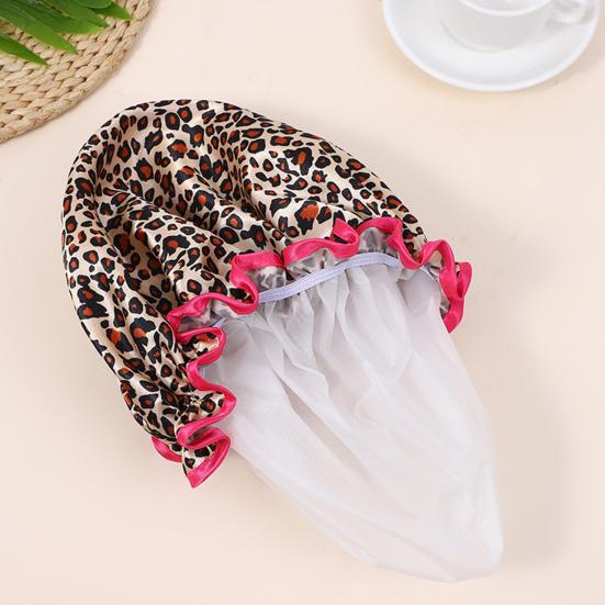 Shower Cap Leopard Zebra Dot Printing Double Layer Protection Waterproof Hair Hat with Elastic Band Makeup Shower Hat