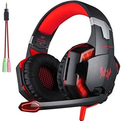 G2000 Gaming Headset with Voice Microphone Mute LED Red Chat, Switch, Lights, Wired,