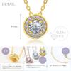 Necklace for Cubic 925 Silver [La Paume] Women, Simple, Hypoallergenic, Zirconia, (Yellow Gold)