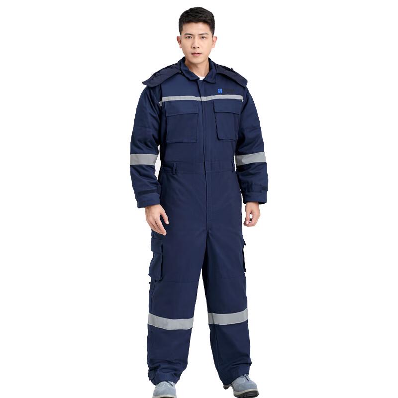 Темно-синий антистатический съемный хлопковый комбинезон M
